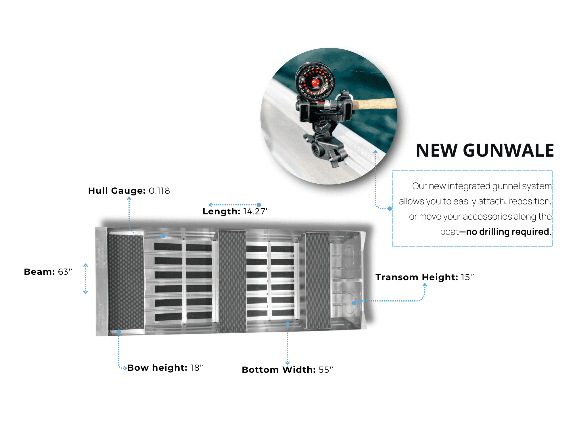 MARLON SP1455 FLAT BOW WELDED JON BOAT 15