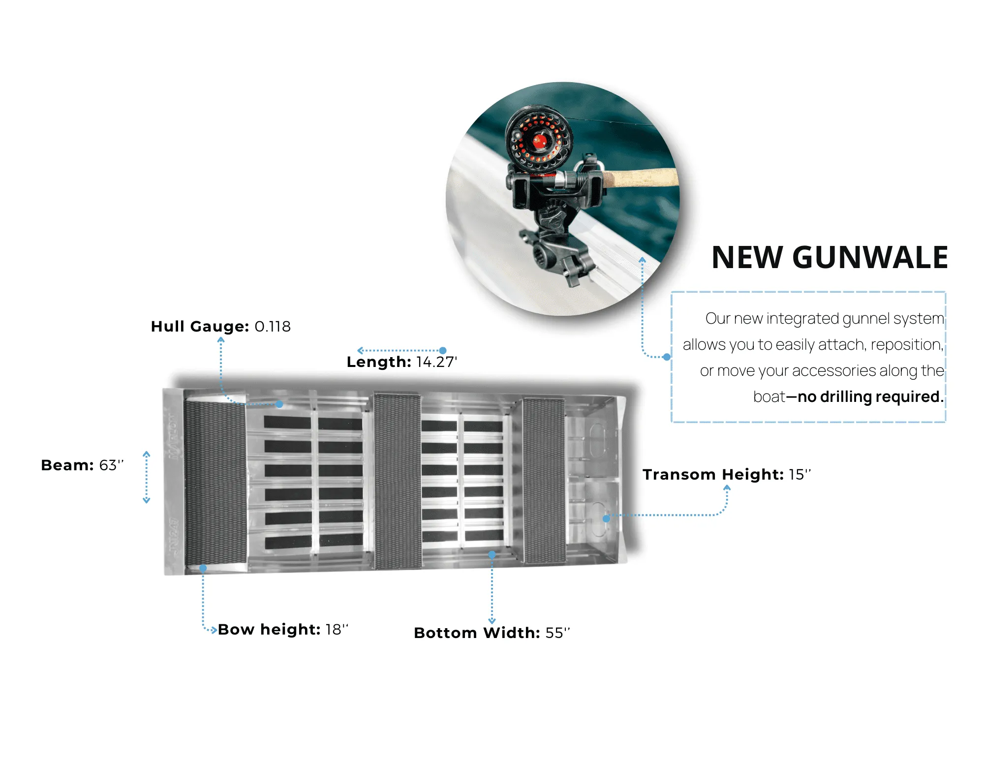 MARLON SP1455 FLAT BOW WELDED JON BOAT 15
